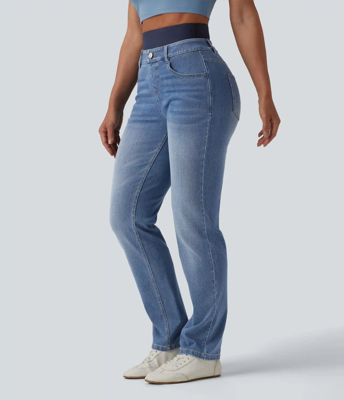 Halara Flex™ Double Waistband High Waisted Tummy Control Slim Casual Jeans with pockets