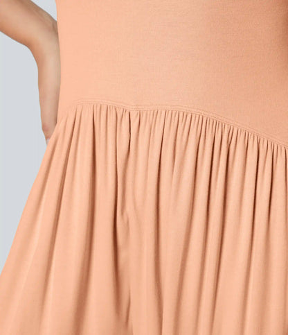 Ribbed Tube Backless Side Pocket Casual Jumpsuit