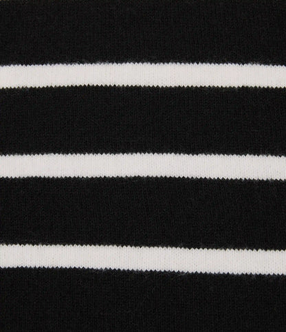 High Neck Long Sleeve Stripe Work Sweater