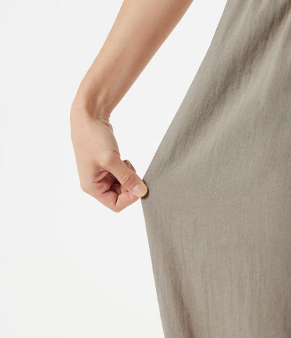 High-waisted Drawstring 2-in-1 Work Linen-Blend Barrel Leg Pants with Pockets