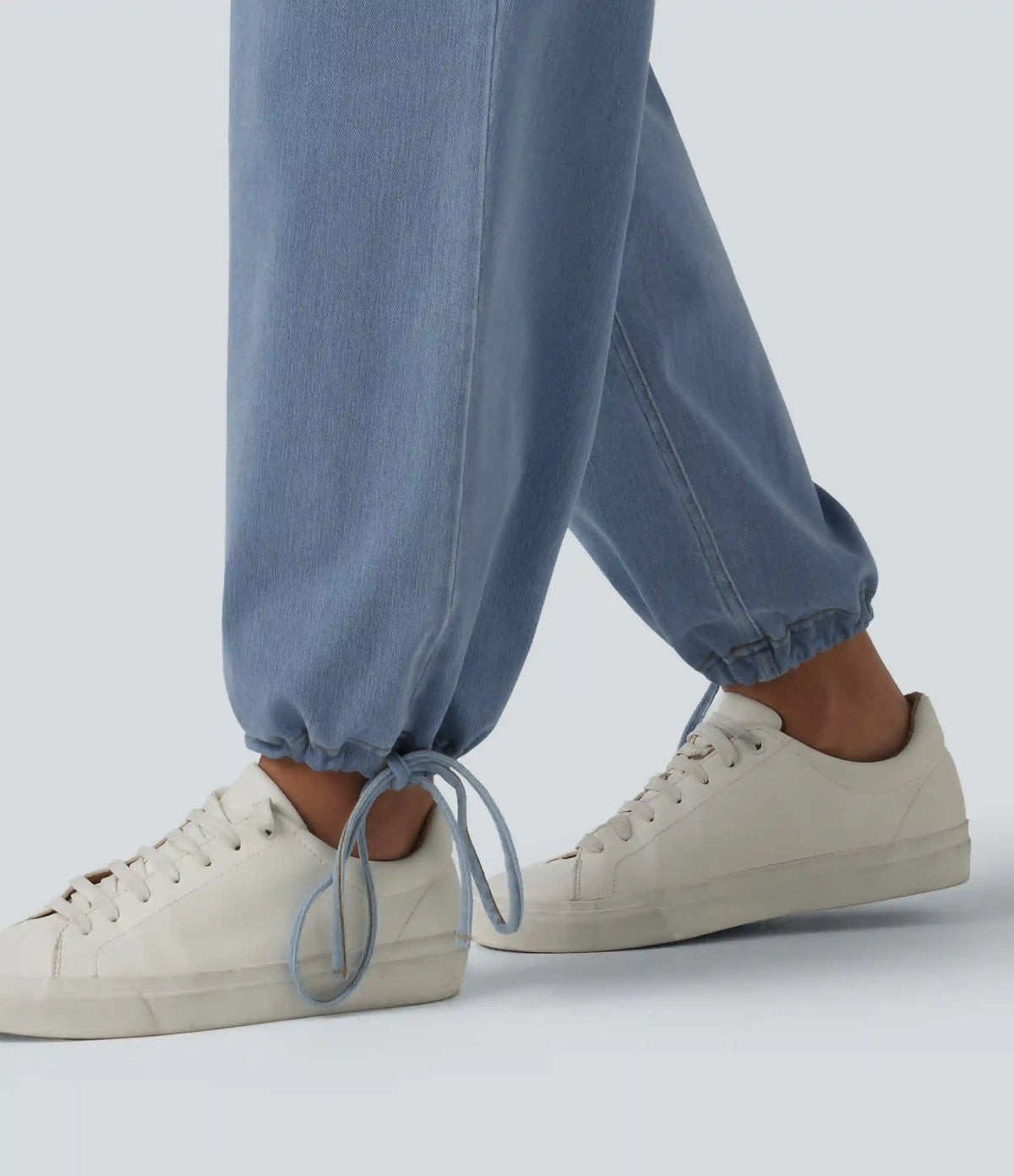 Halara Flex™ Mid Rise Crossover Drawstring Denim Casual Joggers with Pockets