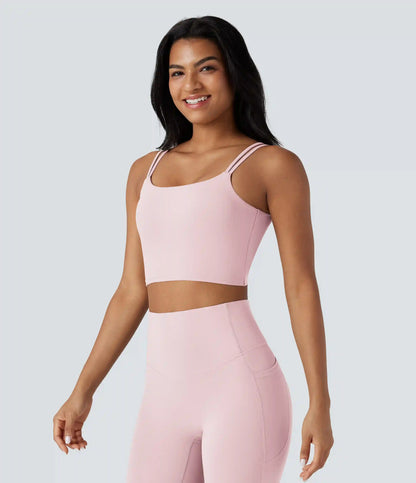 Halara UltraSculpt™ Double Straps Twisted Backless Cropped Yoga Tank Top