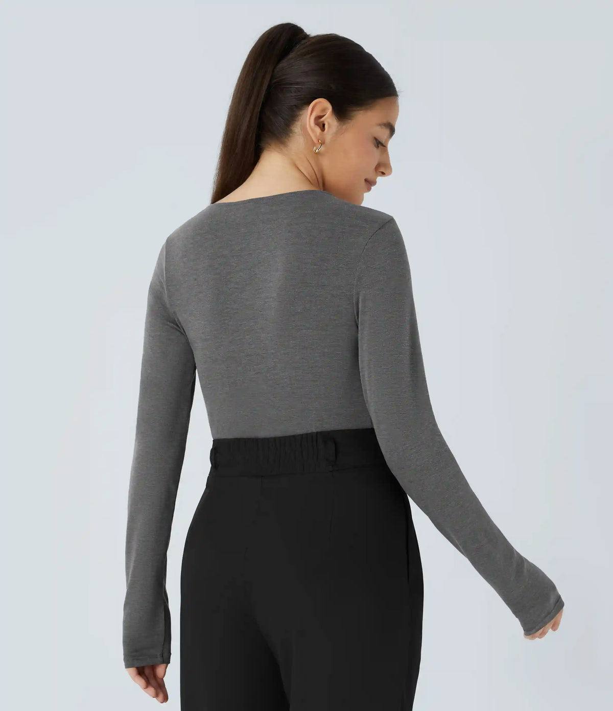 Long Sleeve Asymmetric Ruched Work Top