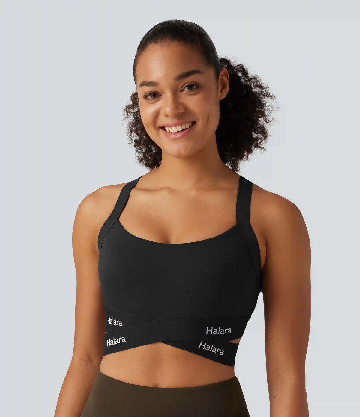 Halara UltraSculpt™ Medium Support U Neck Crossover Training Sports Bra with Non-Removable Pad