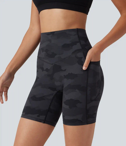 Halara UltraSculpt™ Camo Print High Waisted Tummy Control Training Biker Shorts 7'' with Pockets