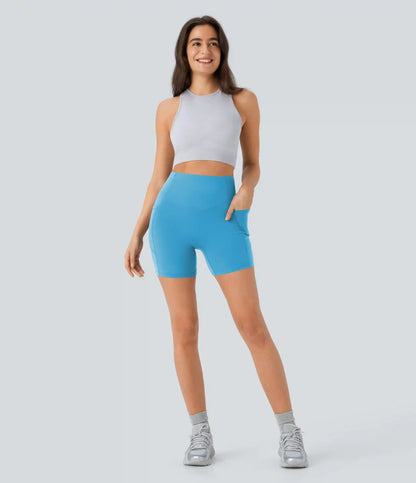 Halara UltraSculpt™ High Waisted Scrunch Butt Lifting Tummy Control Pocket Shaping Workout Biker Shorts 5''