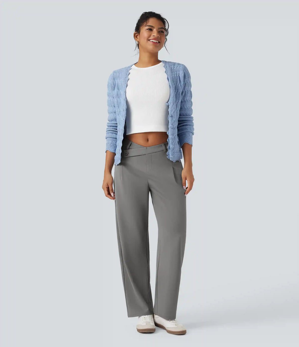Halara Flex™ DayStretch Asymmetric Mid Rise Barrel Leg Work Pants with Pockets