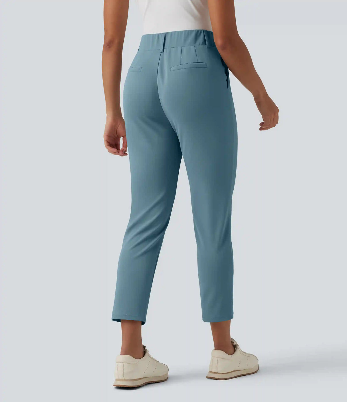 High Waisted Tapered Crepe Golf Pants with Pockets