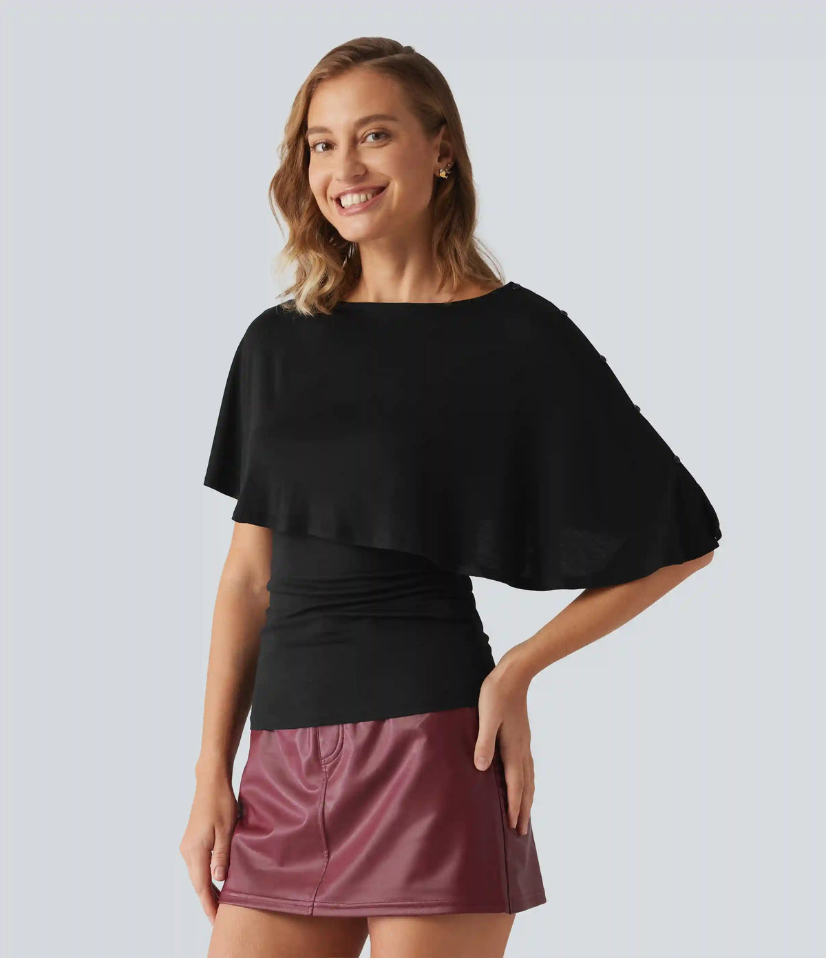 Ribbed Short Sleeve Asymmetric Casual Top