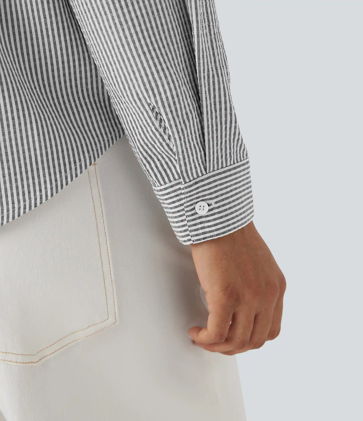 Tie Front Long Sleeve Stripe Casual Shirt