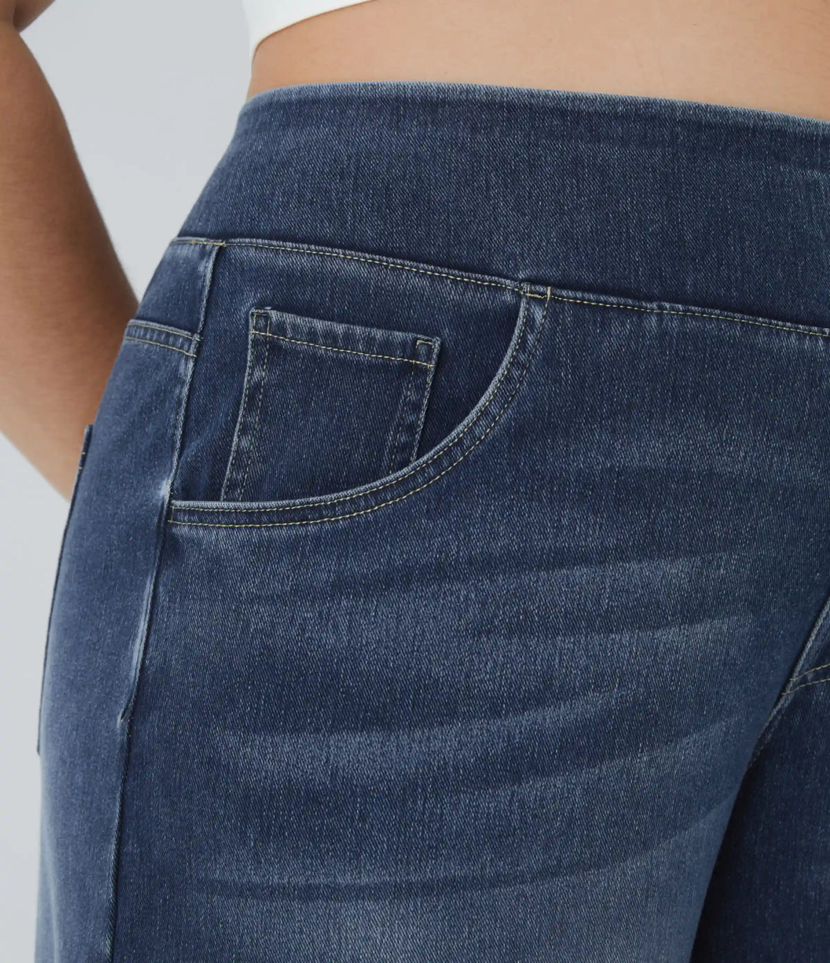 Halara Flex™ High Waisted Pockets Baggy Wide Leg Washed Casual Plus Size Jeans