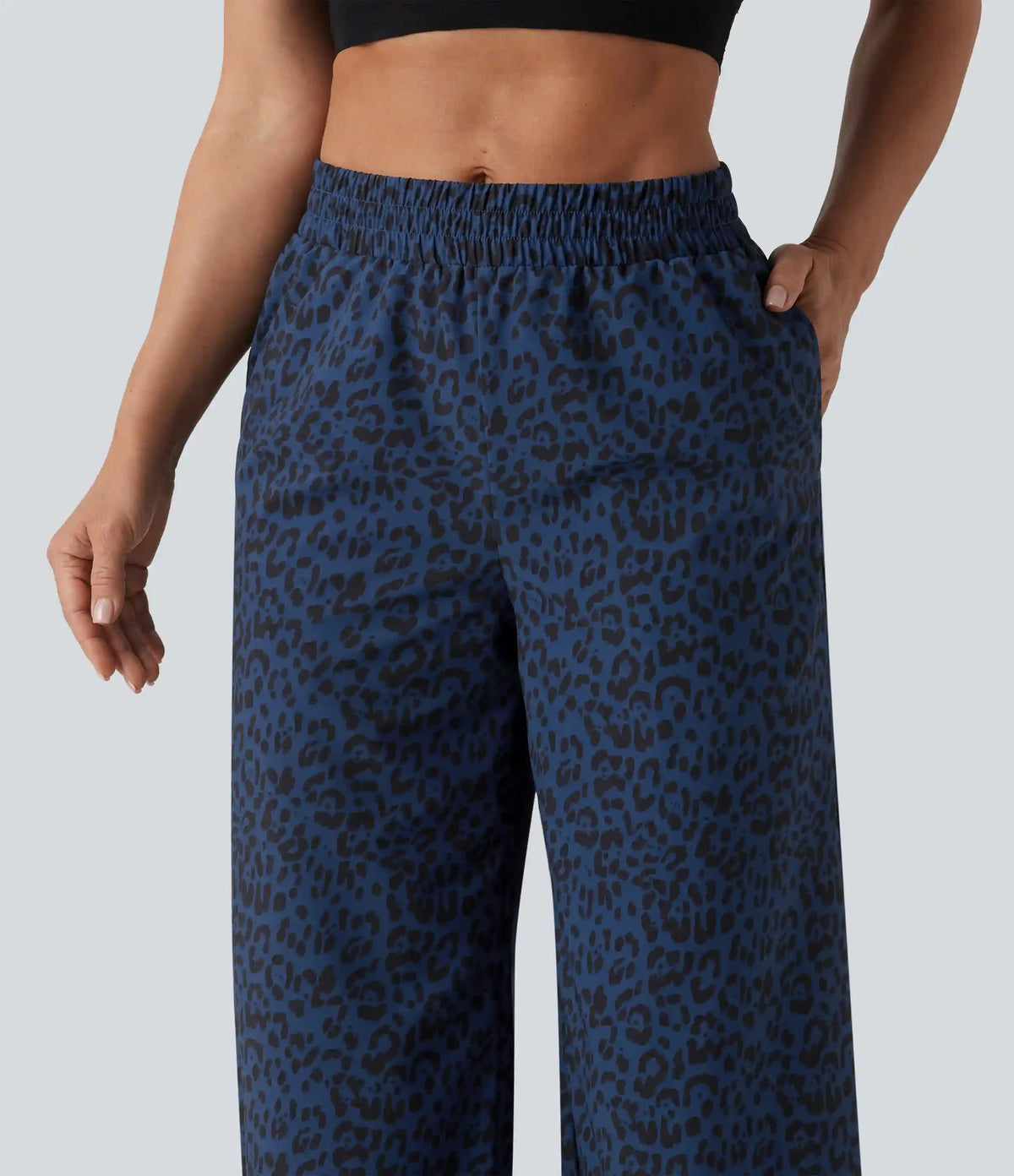 Mid Rise Leopard Print Dance Pants with Pockets