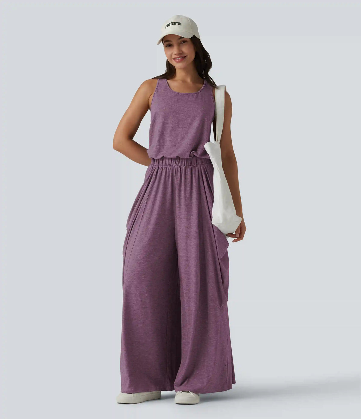 Sleeveless Cut Out Wide Leg Casual Jumpsuit with Pockets-Easy Peezy Edition