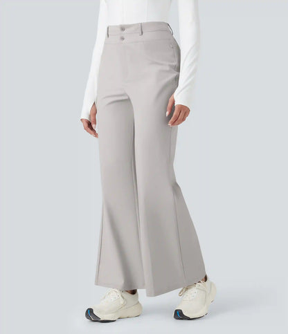 High Waisted Quick Dry Golf Bootcut Pants-Golf Tee Pocket-UPF40+
