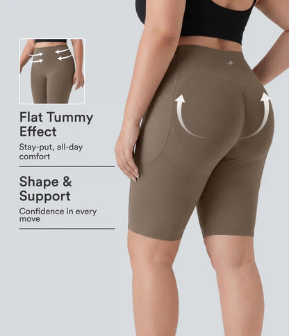 Plus Size Halara UltraSculpt™ High Waisted Scrunch Butt Lifting Tummy Control Shaping Training Biker Shorts 9'' with Pockets
