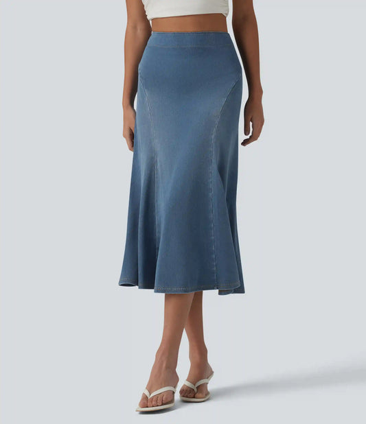 Halara Flex™ Denim High Waisted Midi Draped Lyocell Washed Casual Mermaid Skirt