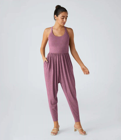 U Neck Pocket Harem Casual Jumpsuit-Easy Peezy Edition