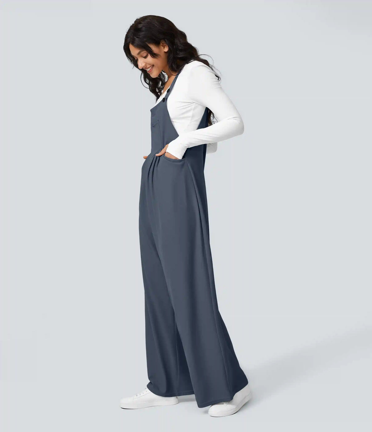 Pockets Waffle Casual Overalls