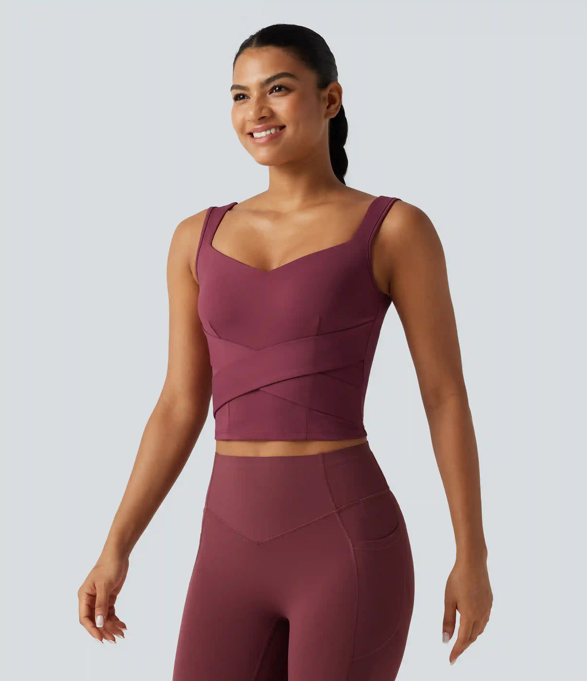 SoftlyZero™ Airy Sweetheart Neck Crossover Built-in Bra InstantCool Running Tank Top