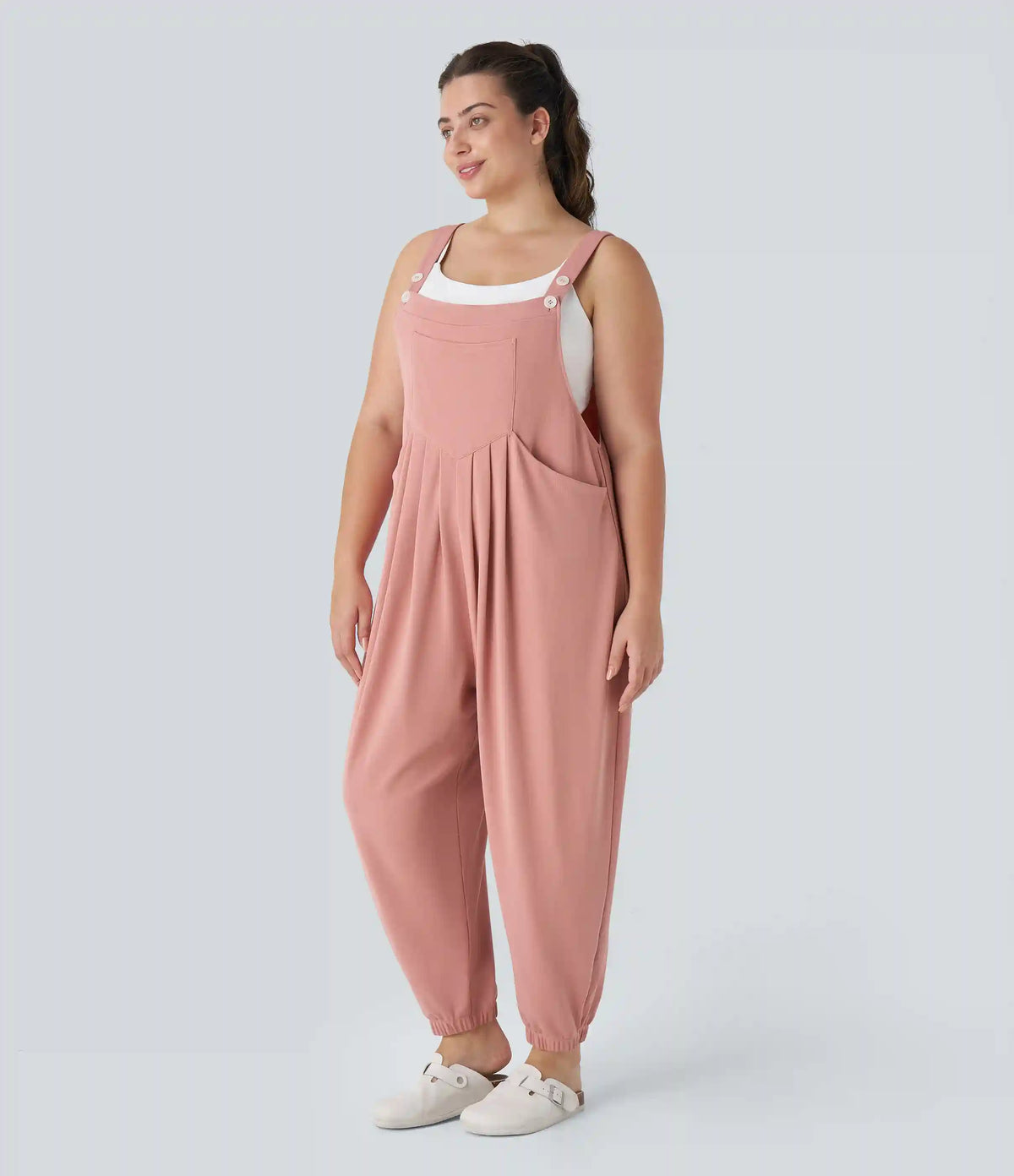 Pockets Waffle Casual Plus Size Jogger Overalls