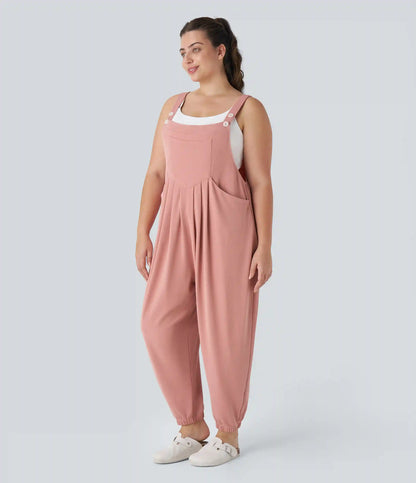 Pockets Waffle Casual Plus Size Jogger Overalls