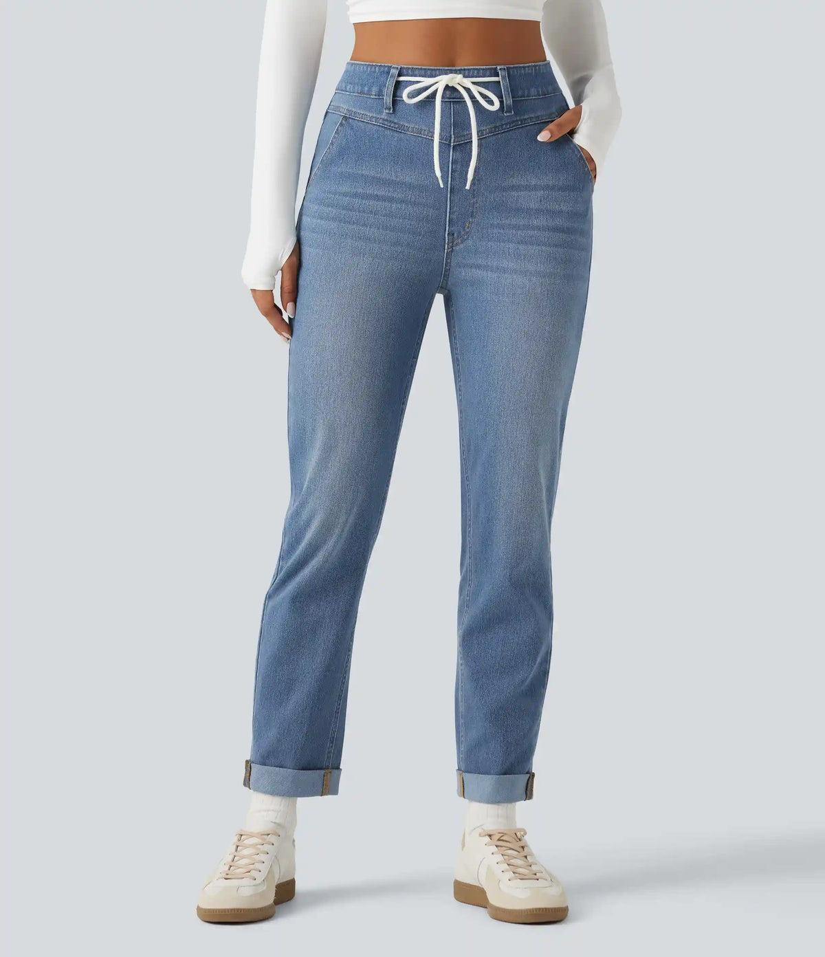 Halara Flex™ High Waisted Drawstring Casual Jeans with Pockets