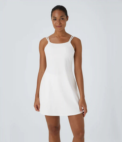 SoftlyZero™ Plush Double Straps 2-Piece Pocket Slip Dance Active Dress A-D Cups