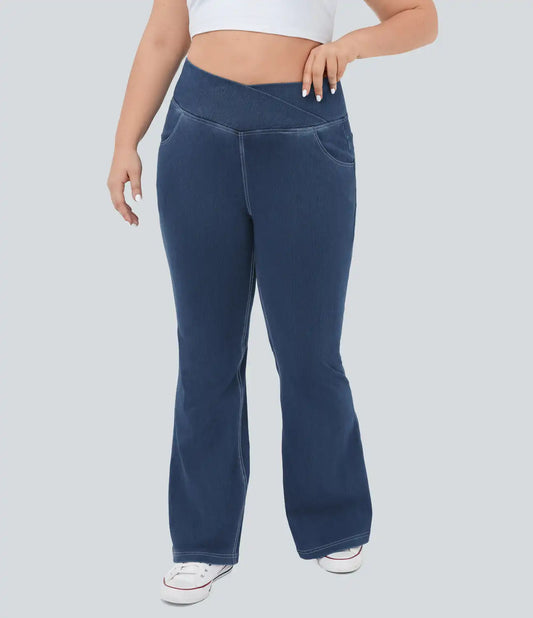 Halara Flex™ High Waisted Crossover Pocket InstantCool Washed Plus Size Casual Jeans