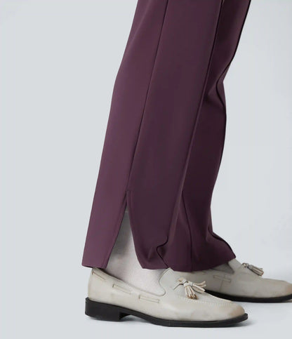 SoftlyZero™ Plush Thermal Mid Rise Split Hem Straight Leg Work Pants with Pockets