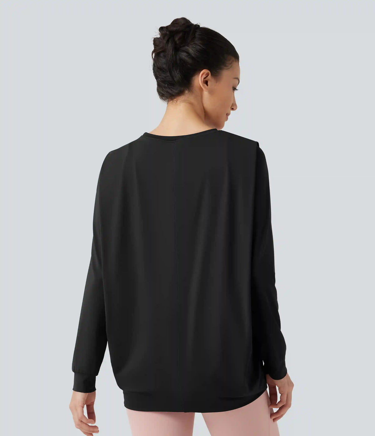 Round Neck Long Sleeve Ruched InstantCool Yoga Sports Top-Longer Length-UPF50+