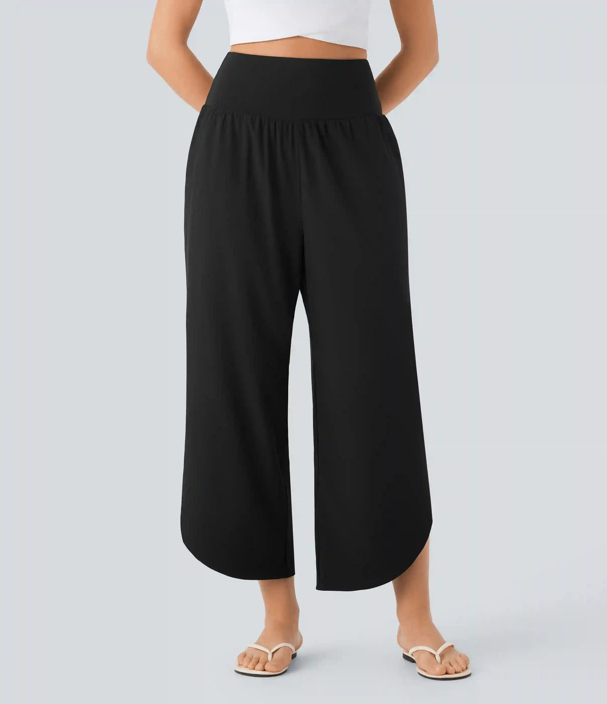 Breezeful™ High Waisted Tummy Control Split Hem Quick Dry Resort Pants with Pockets