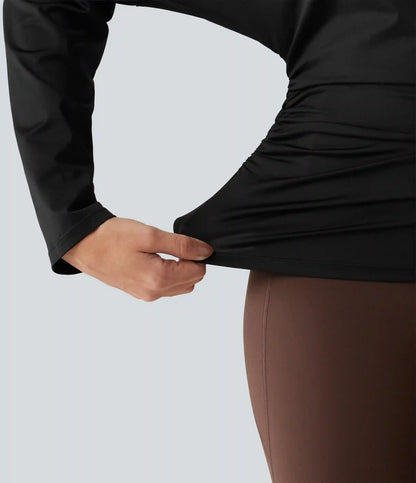 Cowl Neck Long Sleeve Cut Out Back Yoga Sports Top