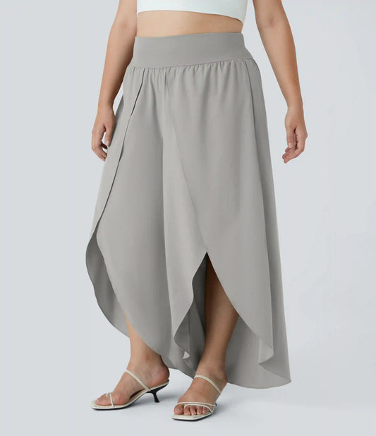 Breezeful™ High Waisted Back Waistband Pocket Palazzo Flowy Wide Leg Quick Dry Casual Plus Size Pants