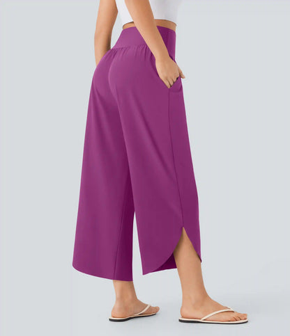 Breezeful™ High Waisted Tummy Control Split Hem Quick Dry Resort Pants with Pockets