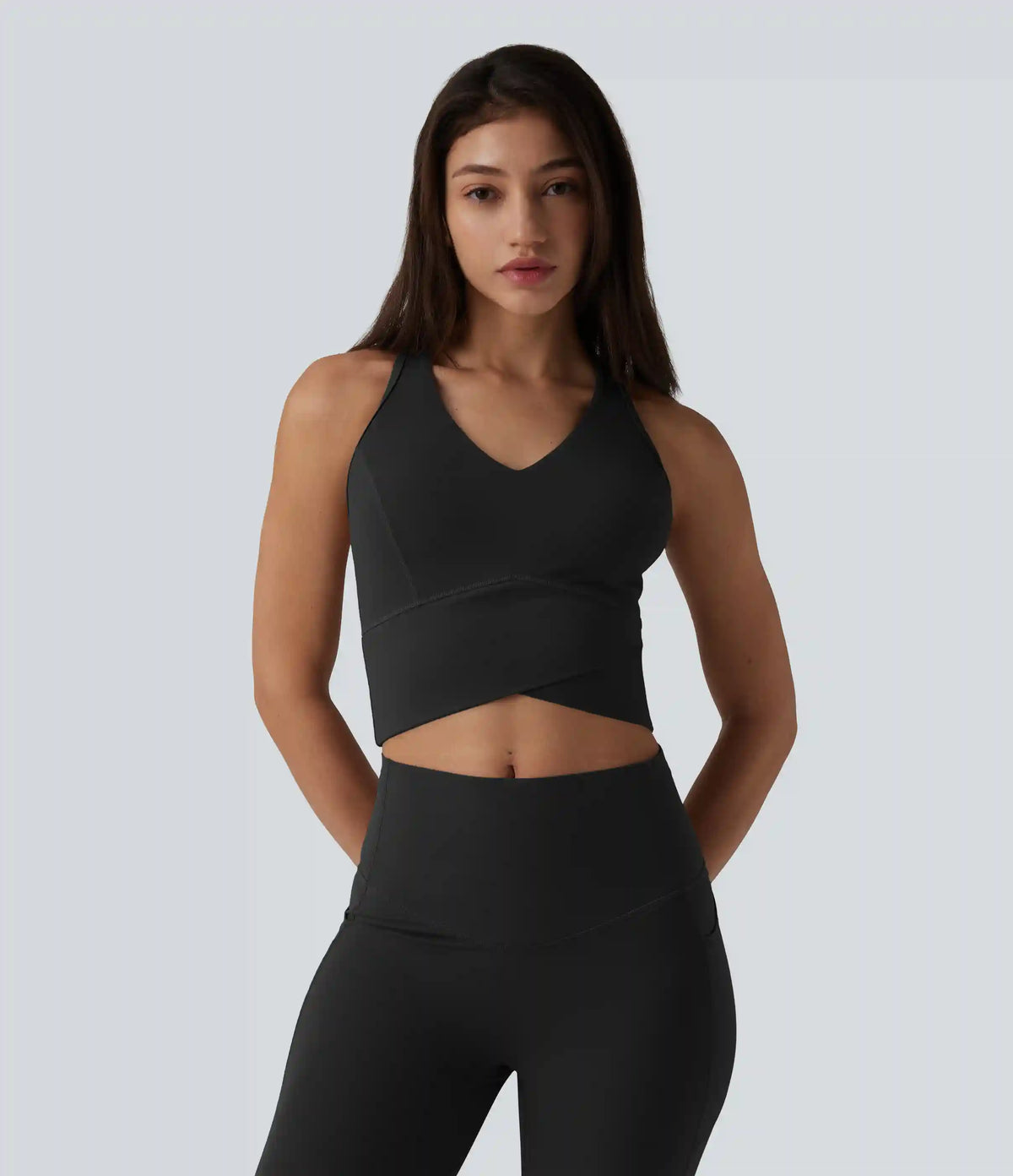 Halara UltraSculpt™ Medium Support V Neck Racerback Cropped Workout Tank Top