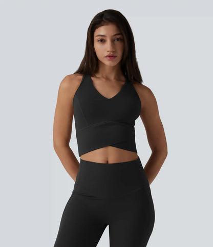 Halara UltraSculpt™ Medium Support V Neck Racerback Cropped Workout Tank Top