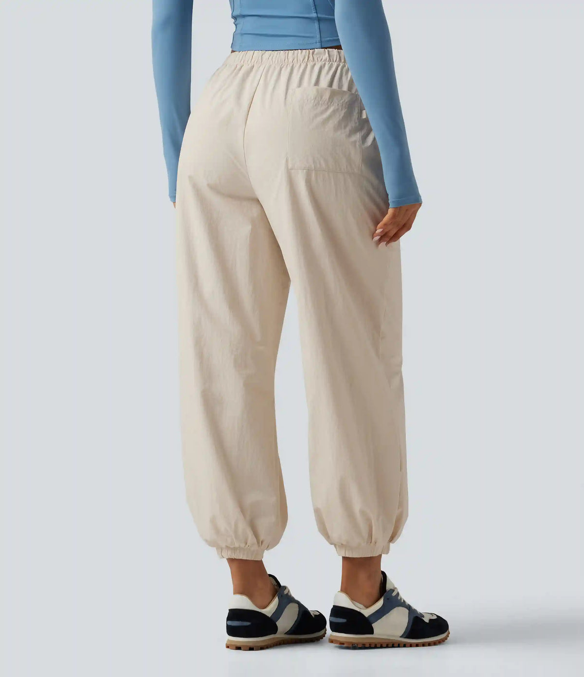 Durable Water Repellent Mid Rise Drawstring Barrel Leg Hiking Jogger with Pockets