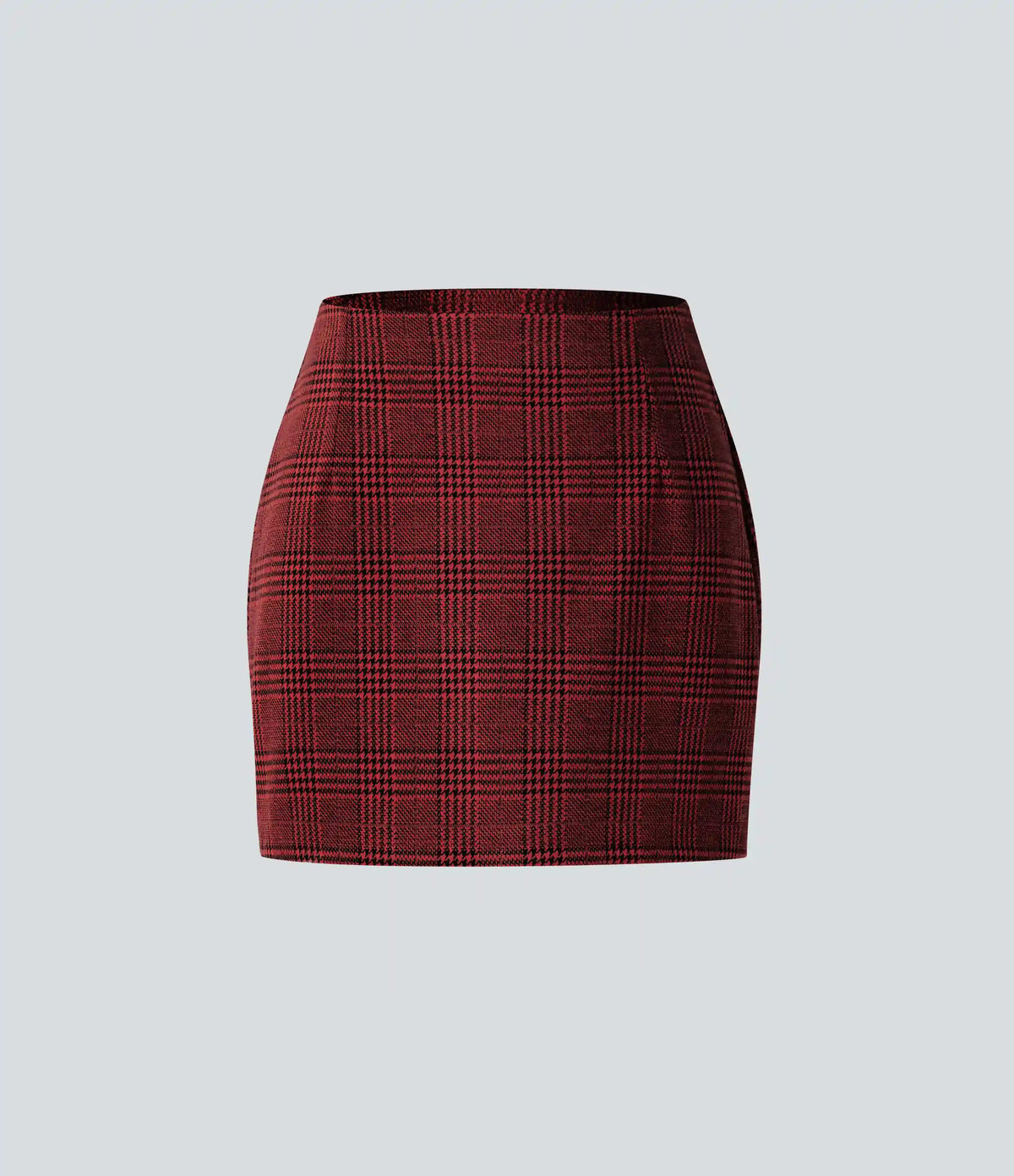 High Waisted 2-in-1 Houndstooth Plaid Mini Work Skirt