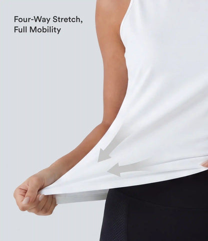 Cut Out Crossover Hem Solid Yoga Tank Top