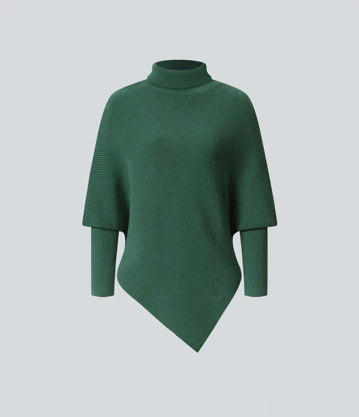 High Neck Long Sleeve Asymmetric Hem Work Sweater
