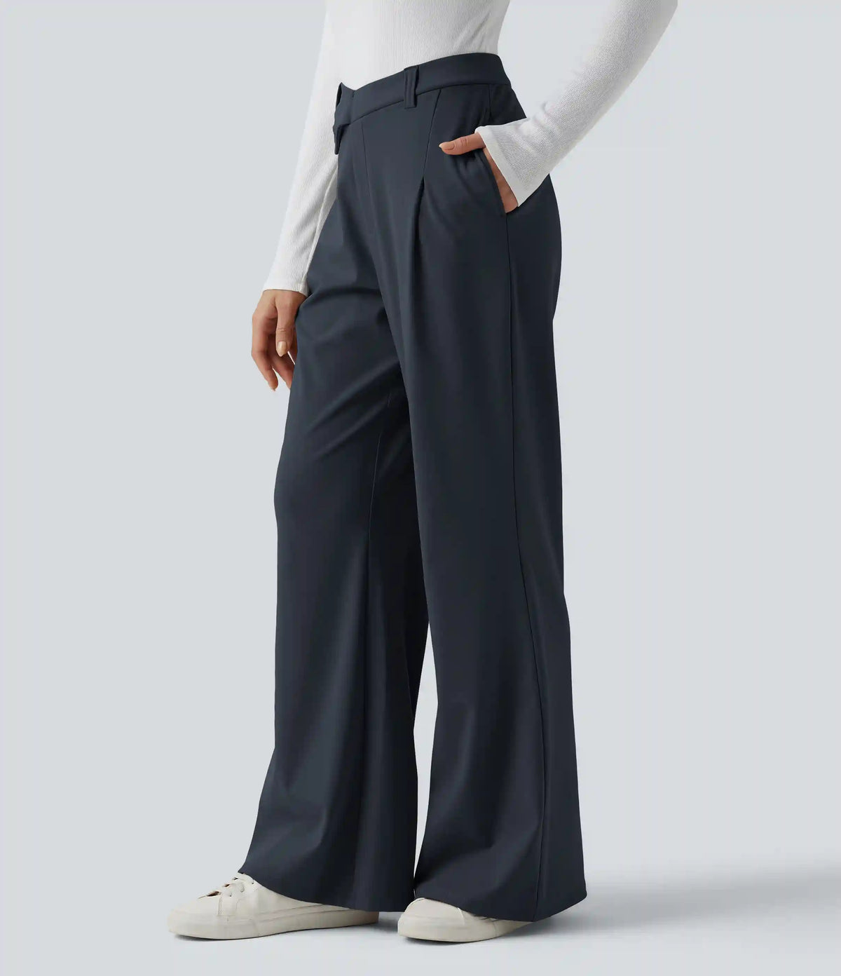 Halara Flex™ DayStretch Asymmetric High Waisted Work Flare Pants with Pockets