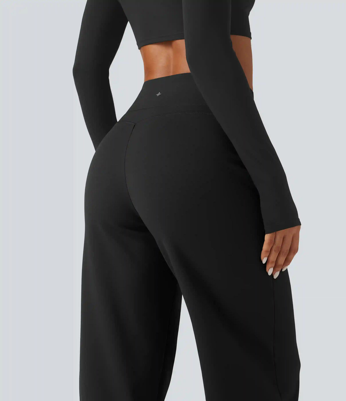 High Waisted Tummy Control Straight Leg Fleece Yoga Pants with Pockets