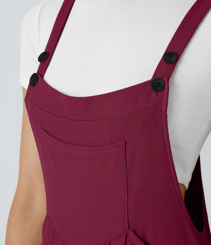 Pockets Waffle Casual Overalls