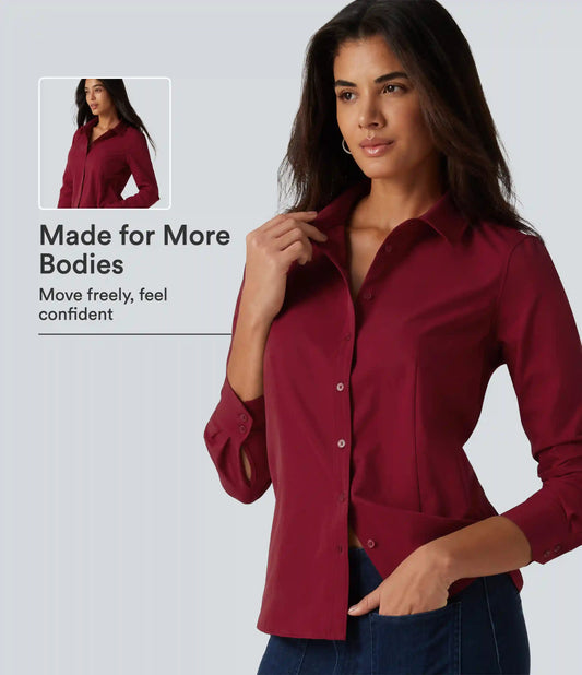 Long Sleeve Curved Hem Work Shirt