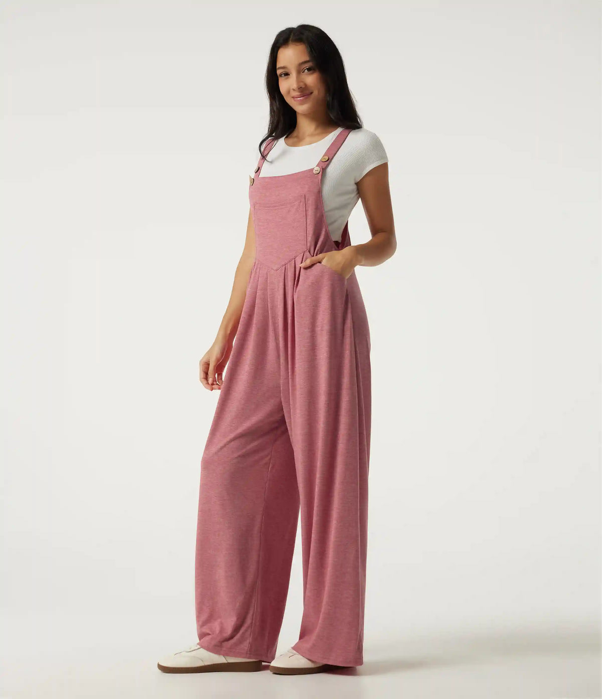 Heathered Casual Overalls with Pockets