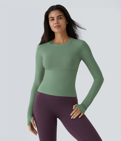 Solid Thumb Hole Yoga Sports Top