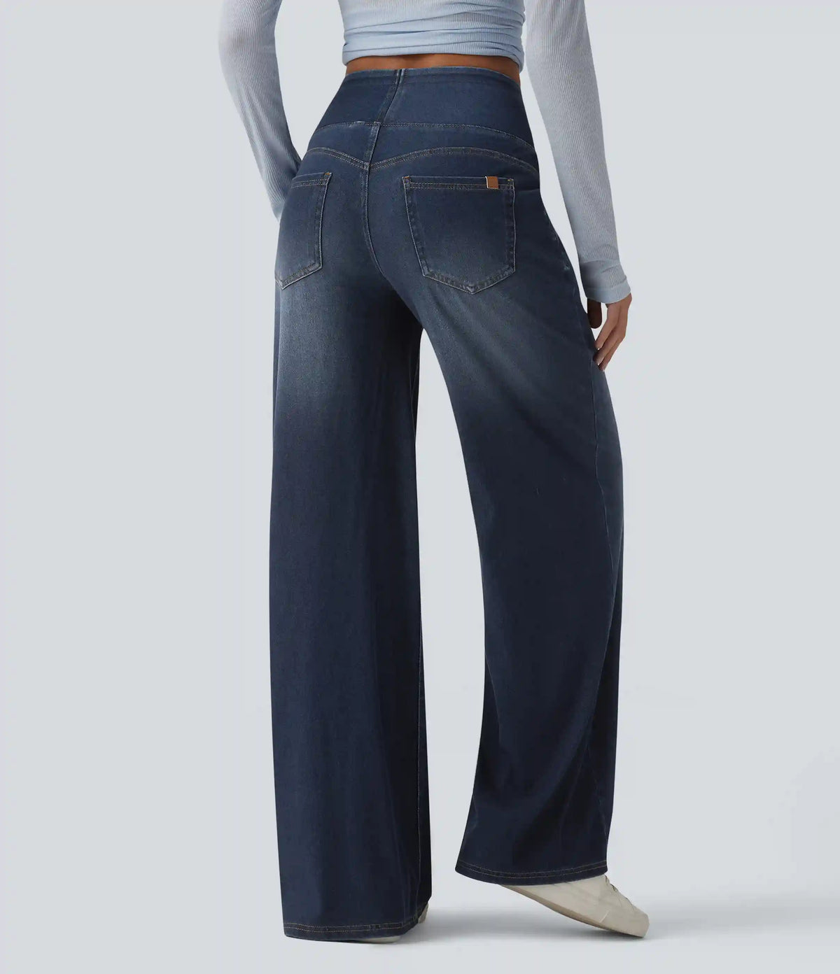 Halara Flex™ Mid Rise Draped Lyocell Washed Casual Baggy Wide Leg Jeans with Pockets