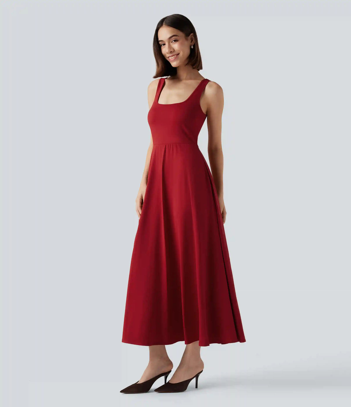 Long Sleeve Wrapped Tie Back 2-Piece Midi Dress with Pockets