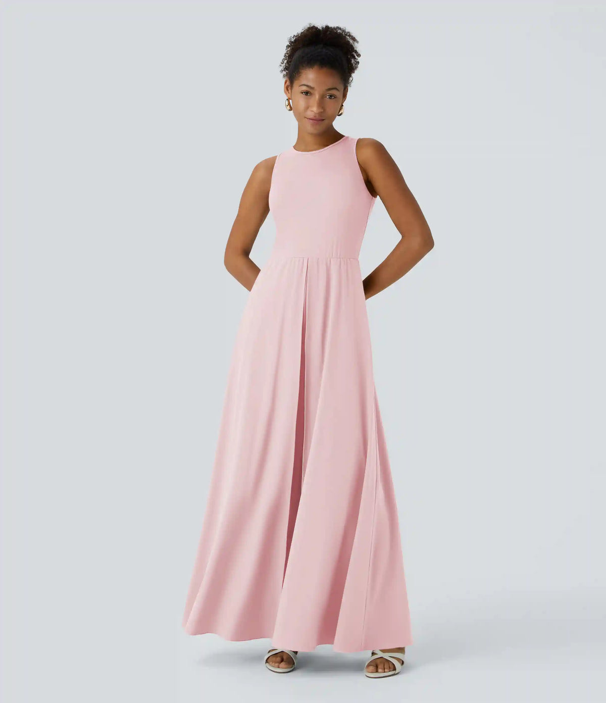Breezeful™ Zipper Sleeveless Pocket Contrast Quick Dry Jumpsuit