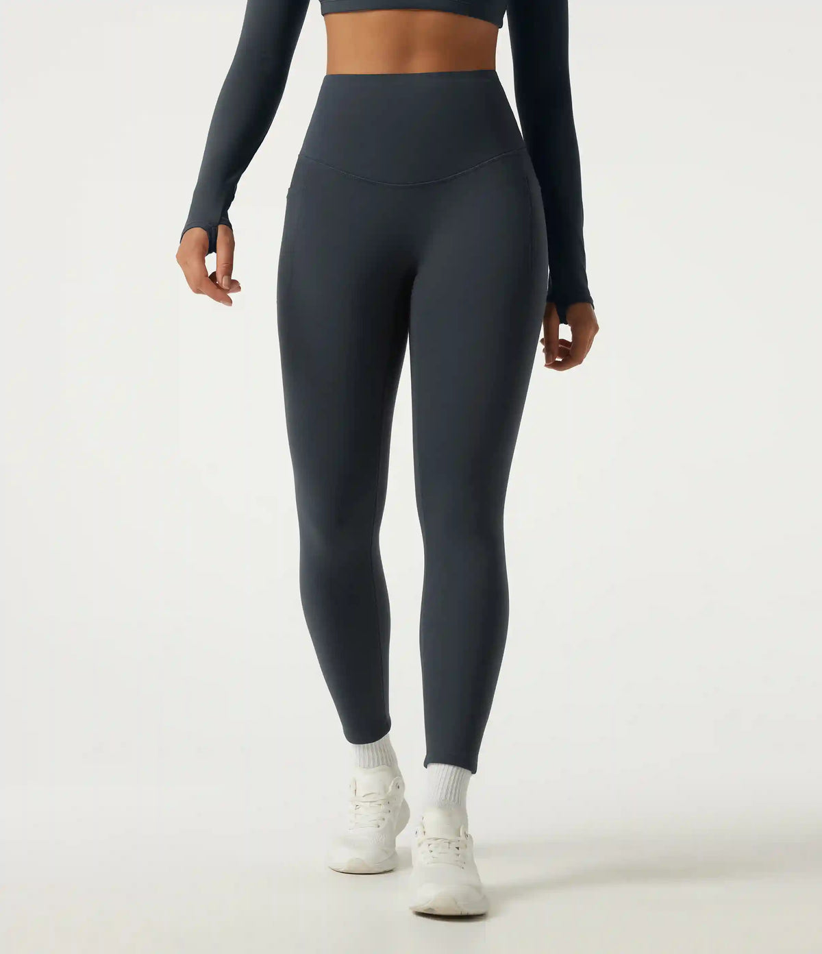 Halara Ultrasculpt™ Extra Heat High Waisted Tummy Control Crossover Back Fleece Running Leggings with Pockets
